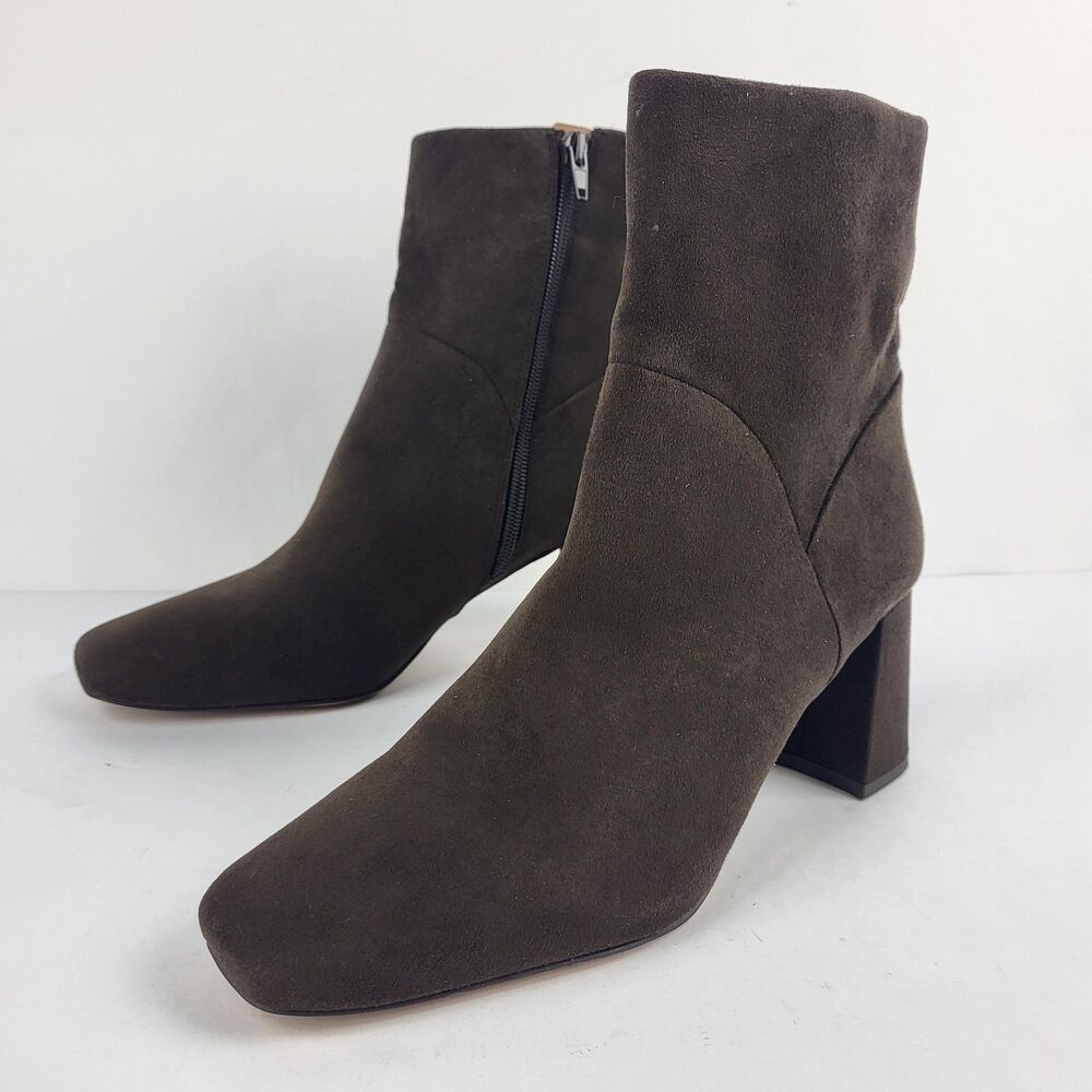Nordstrom Rack Women's Bootie Naja Brown Square Toe Flared Block Heel Size 9